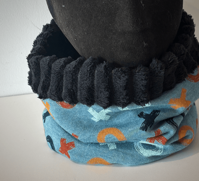 Tour de cou Snood Garçon Dog en 5-12 ans ou 2-5 ans bleu et jaune