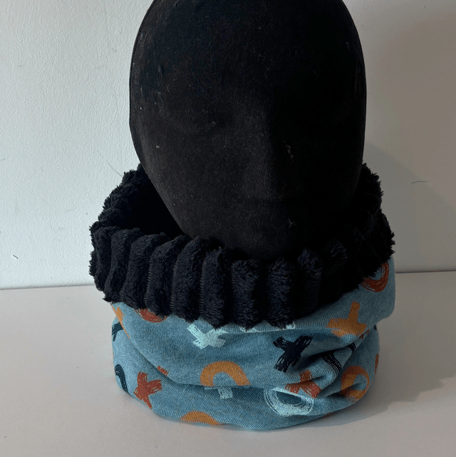 Tour de cou Snood Garçon Dog en 5-12 ans ou 2-5 ans bleu et jaune