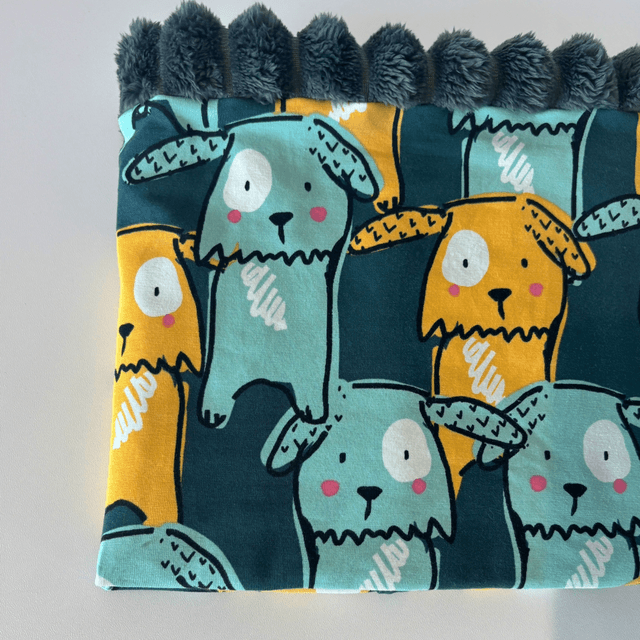 Tour de cou Snood Garçon Dog en 5-12 ans ou 2-5 ans bleu et jaune