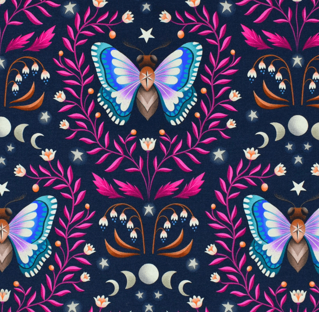 Maxi Chèche Happy Butterfly doublée en polaire minky bleu marine 