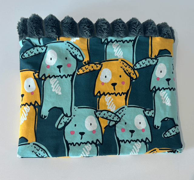 Tour de cou Snood Garçon Dog en 5-12 ans ou 2-5 ans bleu et jaune