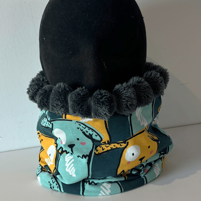 Tour de cou Snood Garçon Dog en 5-12 ans ou 2-5 ans bleu et jaune